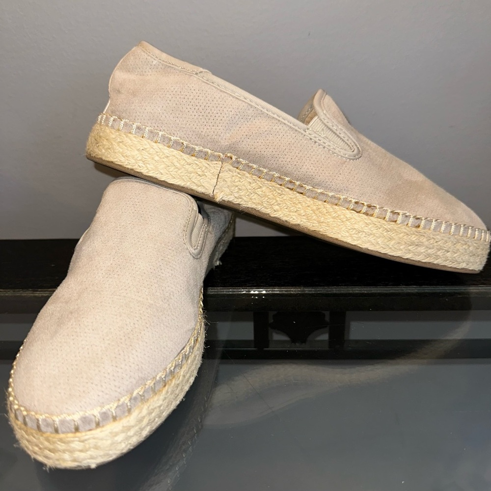 Dr. Scholls Be Energized Espadrille Sneaker Slip On - Tan Microsuede & Jute Sz 8